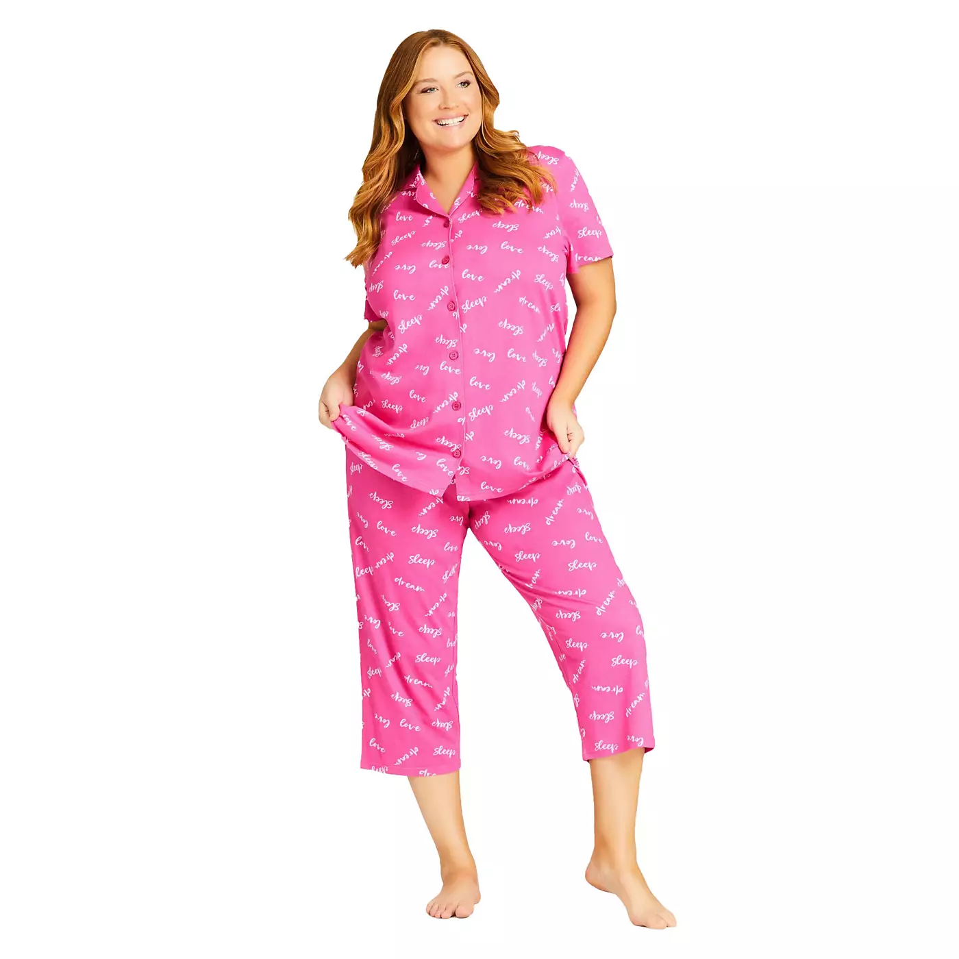 AVENUE Женский топ для сна на пуговицах больших размеров