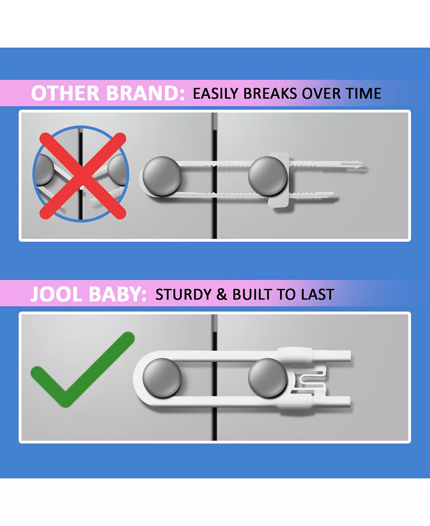 Замки для раздвижных шкафов Jool Baby Toddler, U-образные, для ручек, дверей - набор для детской безопасности - 4 шт. в упаковке