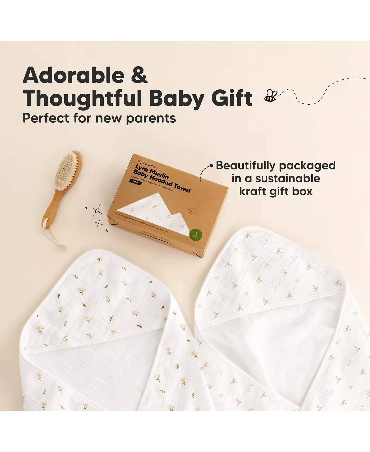 Детские полотенца KeaBabies Lyra Muslin с капюшонами для новорожденных девочек и мальчиков, 100% органический хлопок, мягкие детские банные полотенца с капюшоном