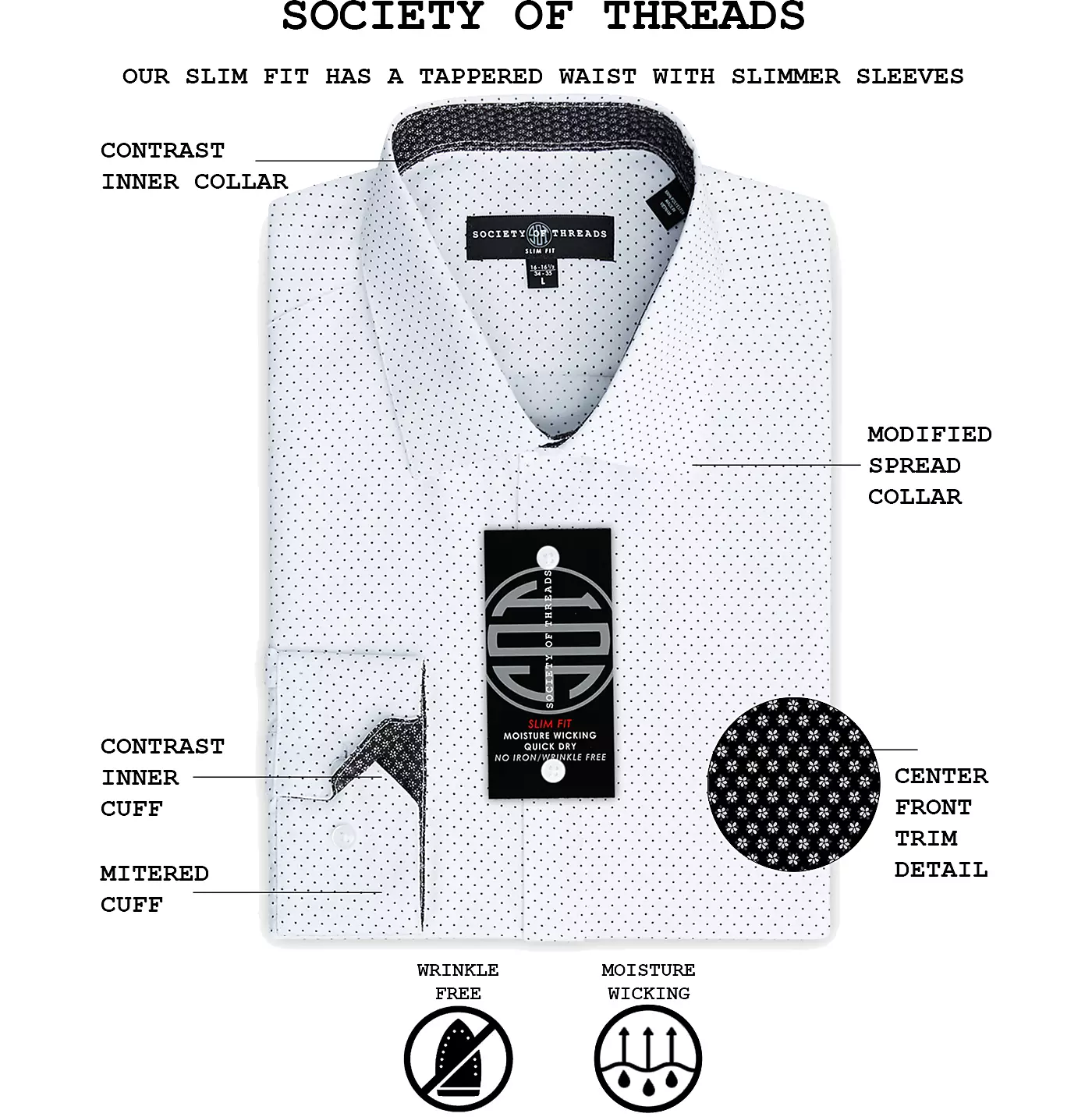 Мужская рубашка-платье Slim-Fit Non-Iron Performance Print от Society of Threads