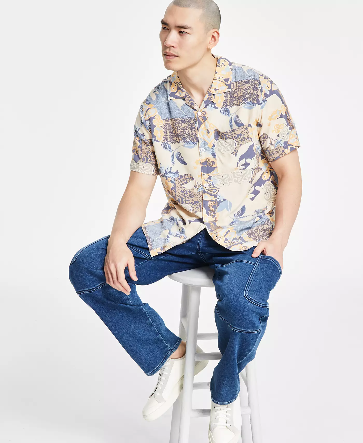 Мужская рубашка с узором Sun + Stone, эксклюзивно в Macy's