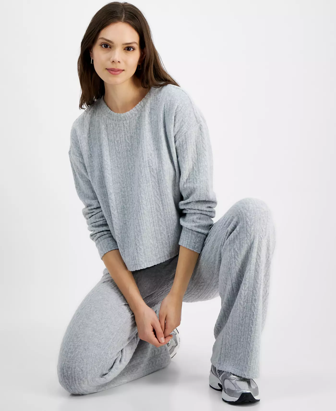 Флисовый топ Hippie Rose Juniors' Dream с круглым вырезом и косичной вязкой