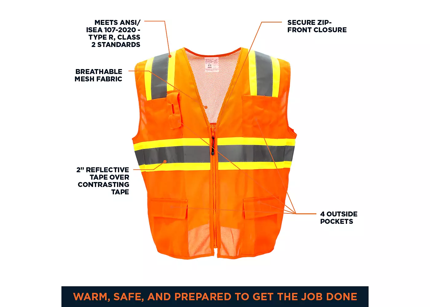 Мужской жилет безопасности RefrigiWear Hi Vis Orange