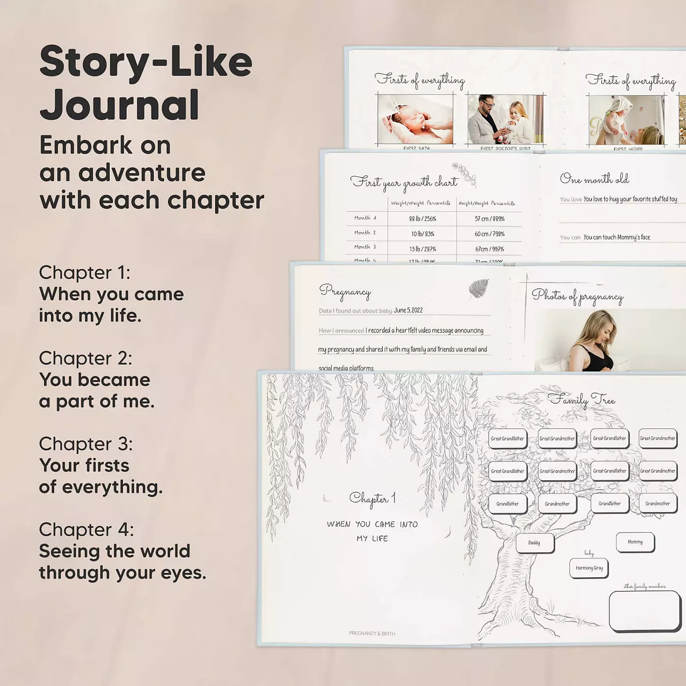 KeaBabies Sketch Baby Memory Book, детские книги для молодых родителей, журнал Milestone, 66-страничный детский альбом для девочек и мальчиков