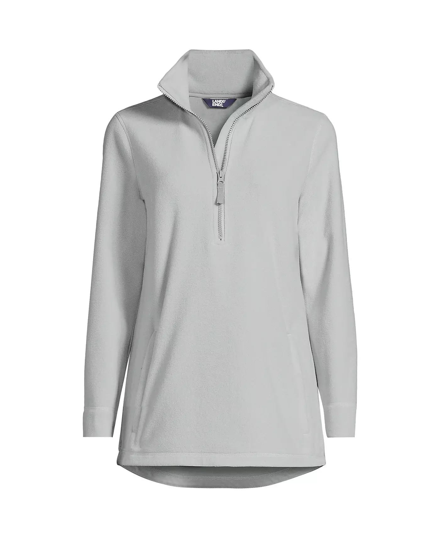 Туника-пуловер из флиса Lands' End Petite Anyweather с застежкой-молнией на четверть оборота