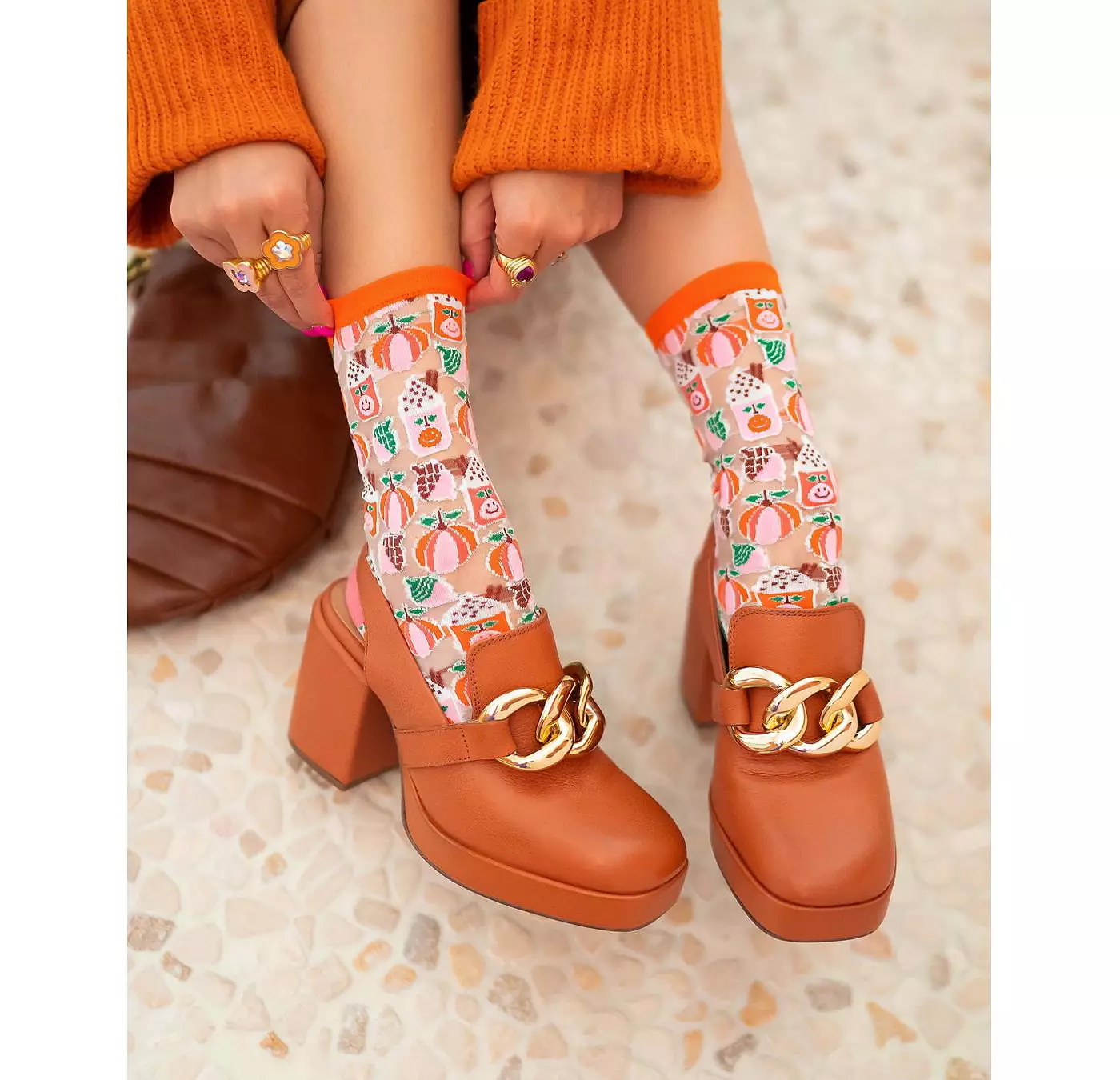 Носки Candy женские тыквенные пряные прозрачные носки