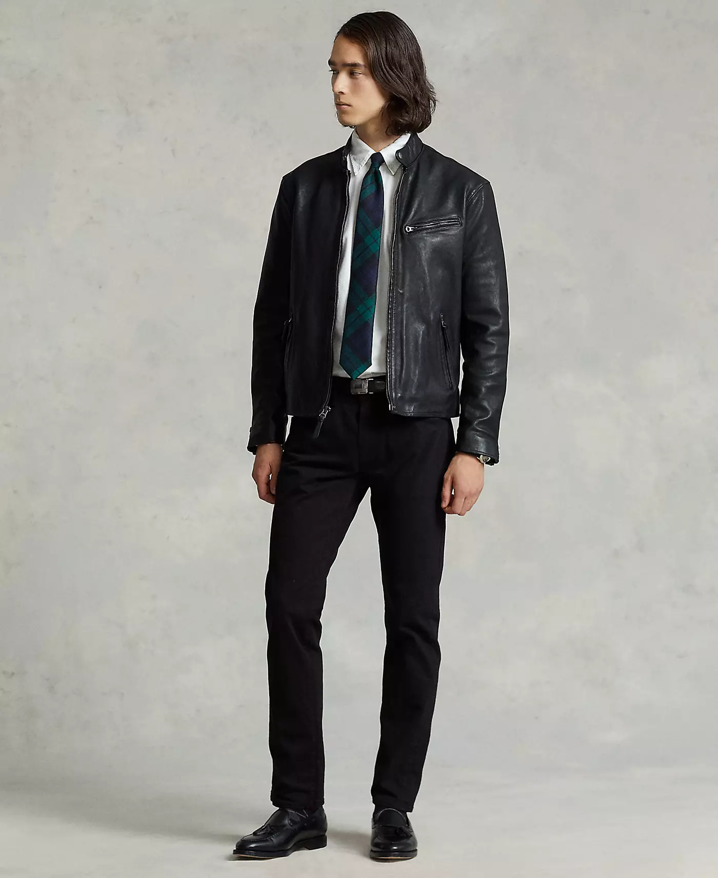 Мужская кожаная куртка Polo Ralph Lauren Café Racer