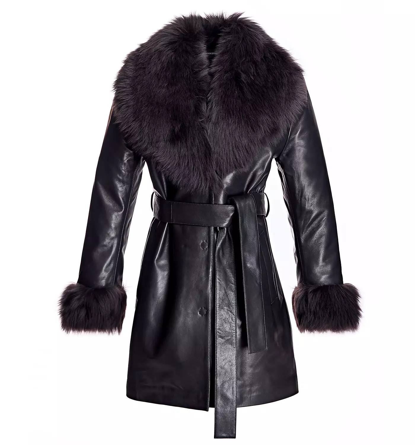 Женское пальто-халат Julia & Stella By Maximilian с отделкой из овчины