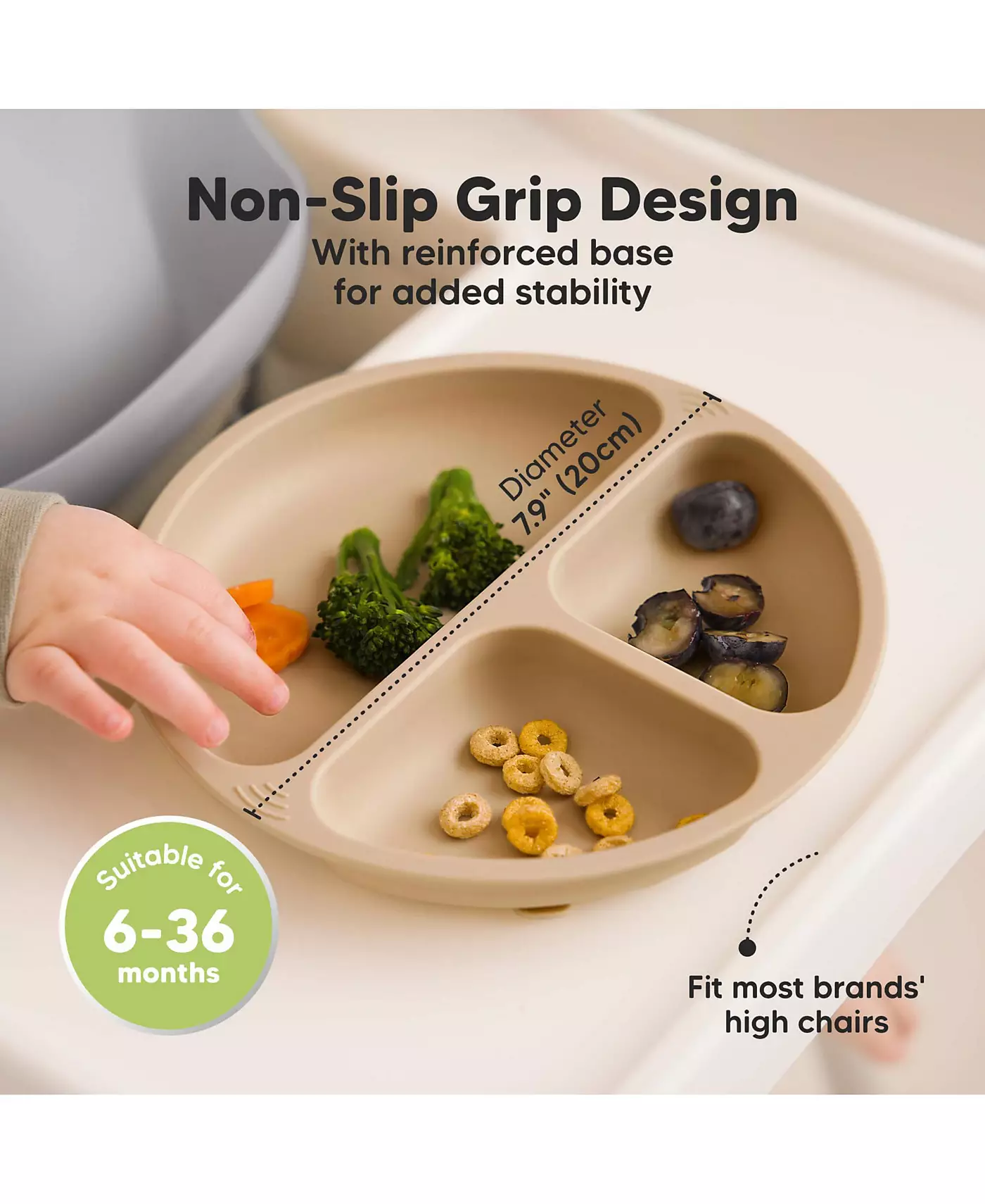 Упаковка из 3 тарелок KeaBabies Prep на присосках с крышками, 100% силикон, детские тарелки с крышкой, без бисфенола А, разделенные детские тарелки