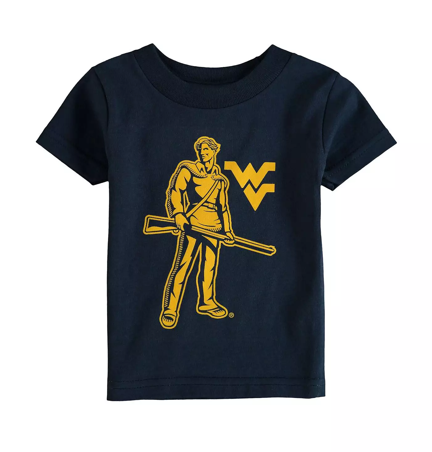 Футболка унисекс с большим логотипом Two Feet Ahead Infant Navy West Virginia Mountaineers