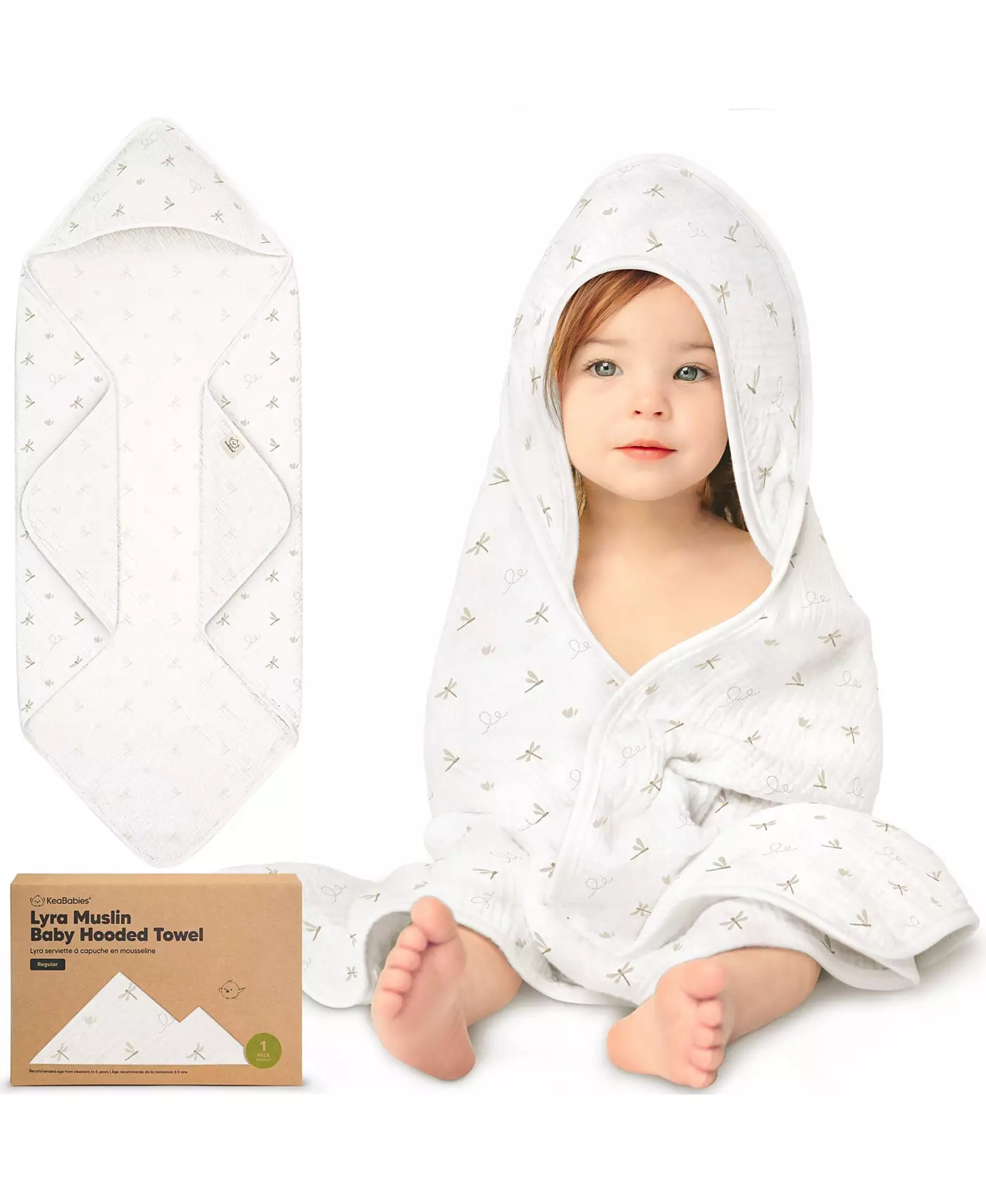 Детские полотенца KeaBabies Lyra Muslin с капюшонами для новорожденных девочек и мальчиков, 100% органический хлопок, мягкие детские банные полотенца с капюшоном