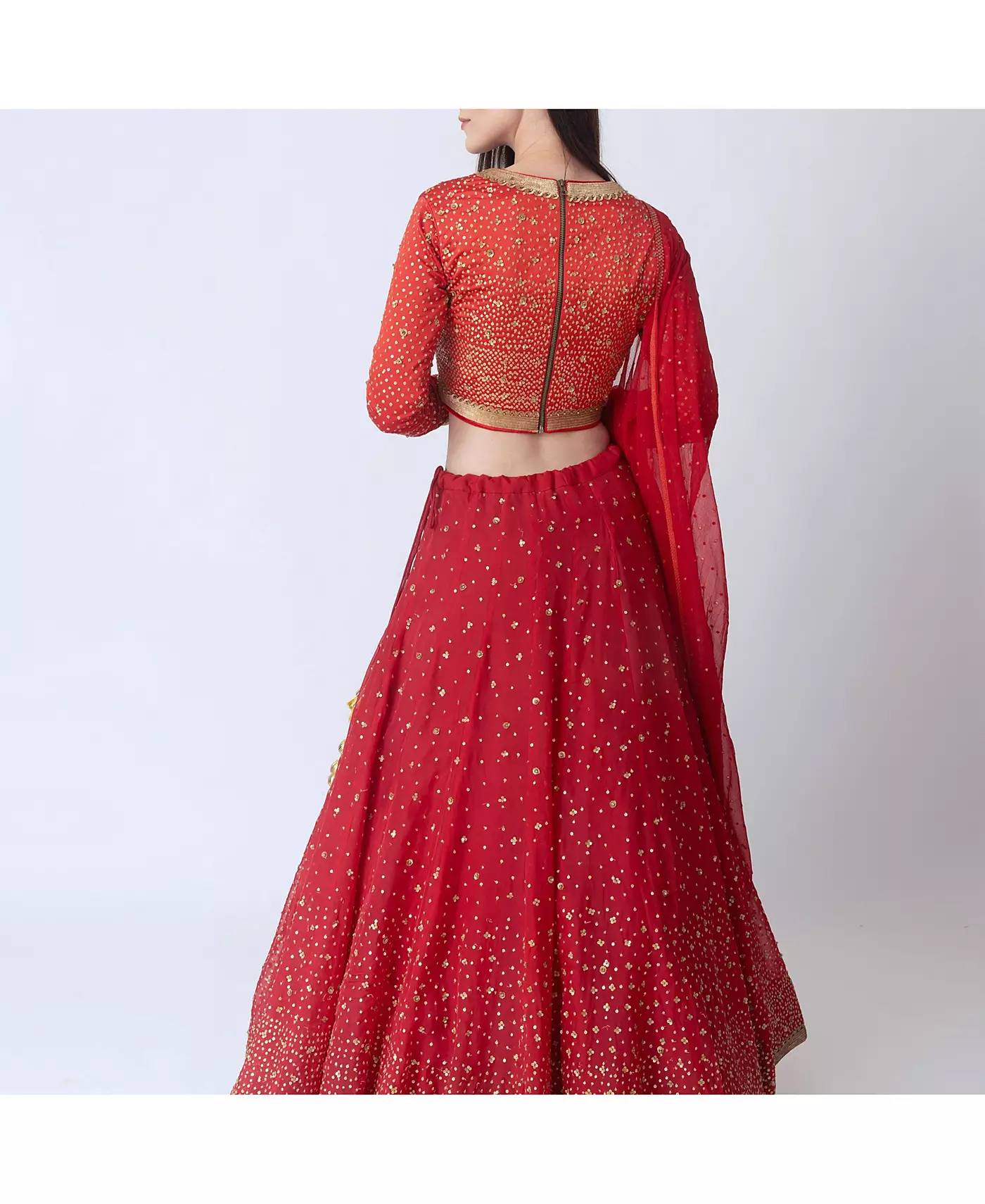 RAAS женские красные блёстки Lehenga Choli