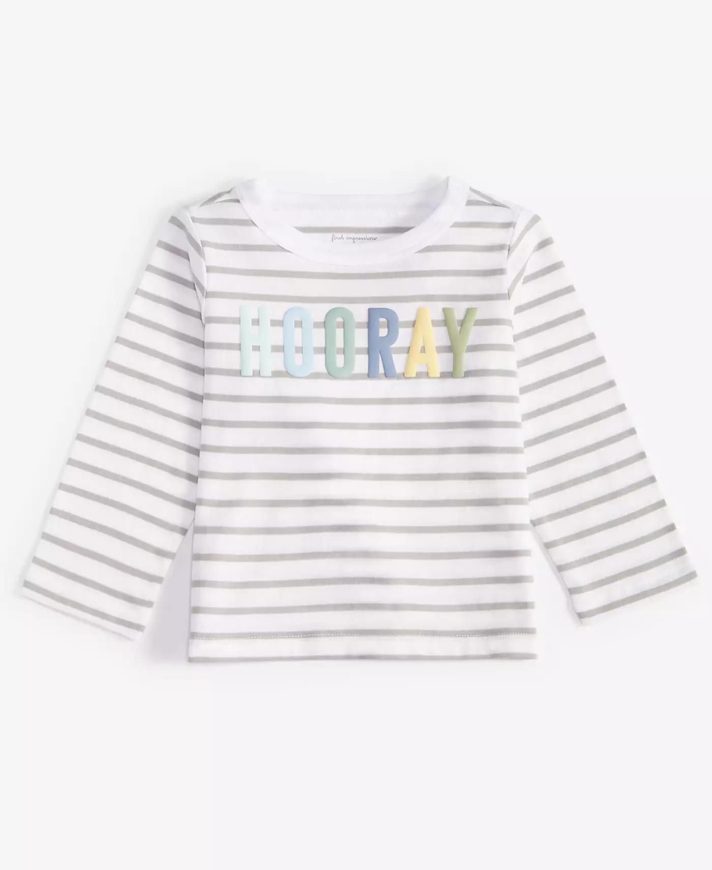 Футболка с длинными рукавами и принтом «Hooray» для девочек First Impressions Baby Girls, созданная для Macy's