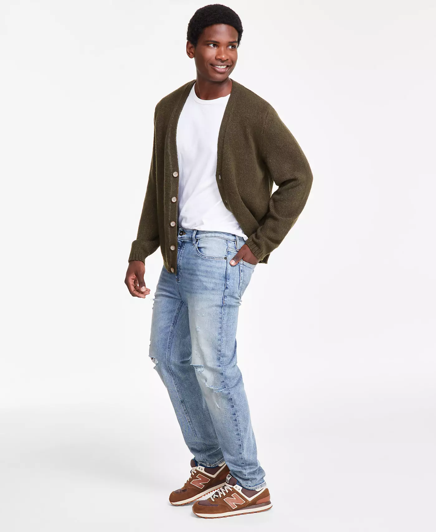 Мужские джинсы Sun + Stone Aurora с потертостями, созданные для Macy's