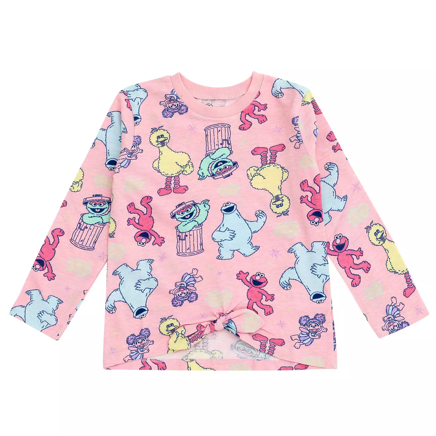 Улица Сезам для девочек, набор из 2 футболок с длинными рукавами и баской