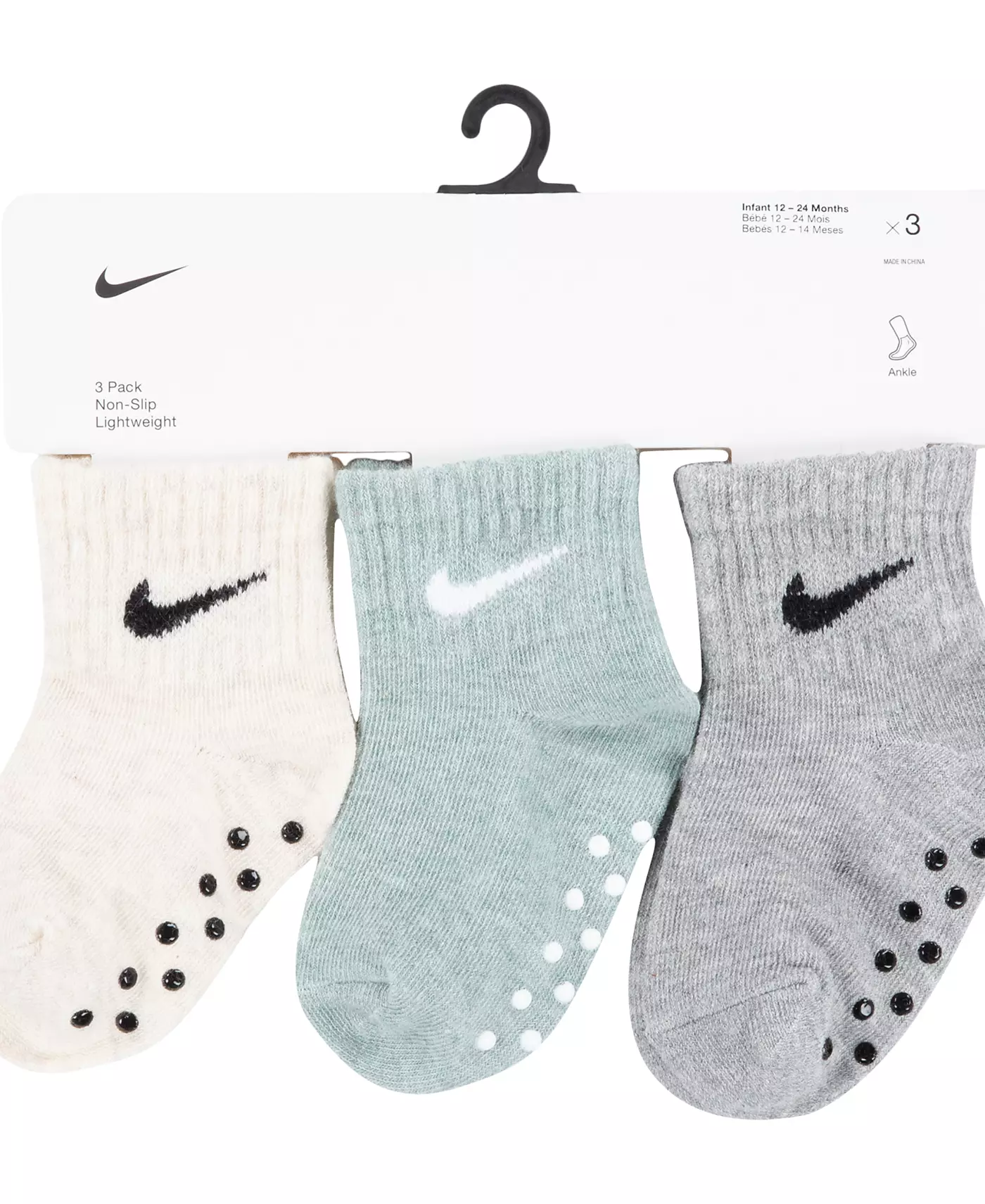 Носки Nike для мальчиков и девочек Core Ankle Gripper, упаковка из 3 шт.