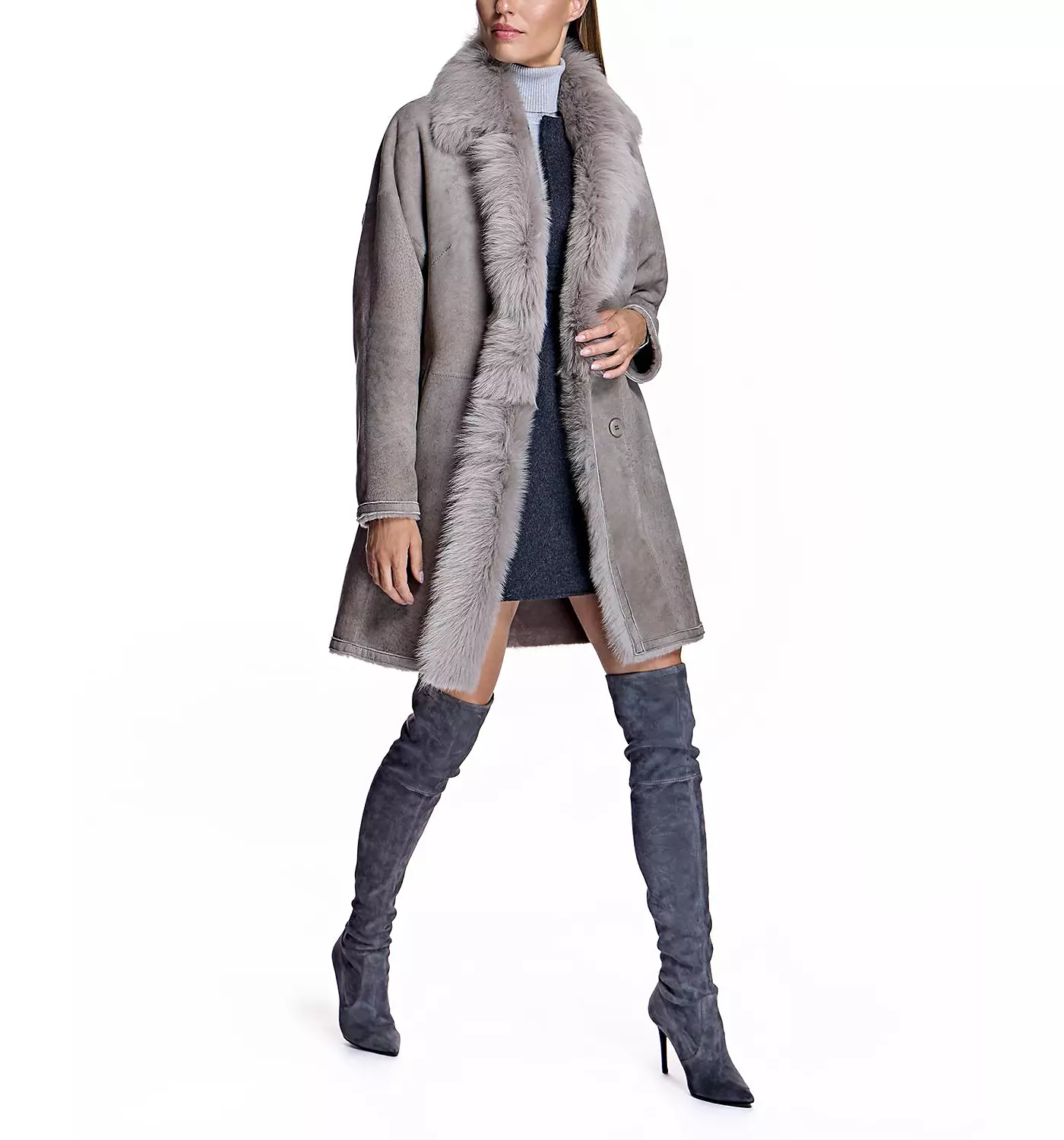 Двусторонняя женская шуба из овчины Julia & Stella By Maximilian