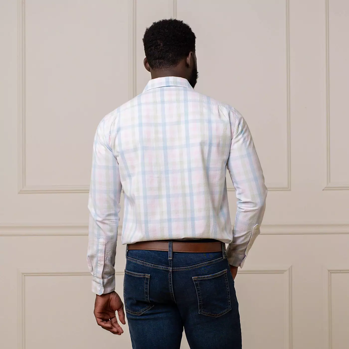 Мужская рубашка Hope & Henry Organic с длинным рукавом из сирсакера на пуговицах