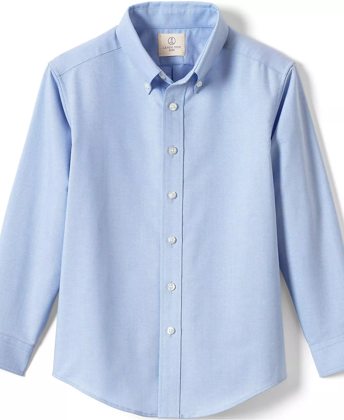 Мужская рубашка-рубашка Lands' End с длинным рукавом из однотонной ткани Oxford