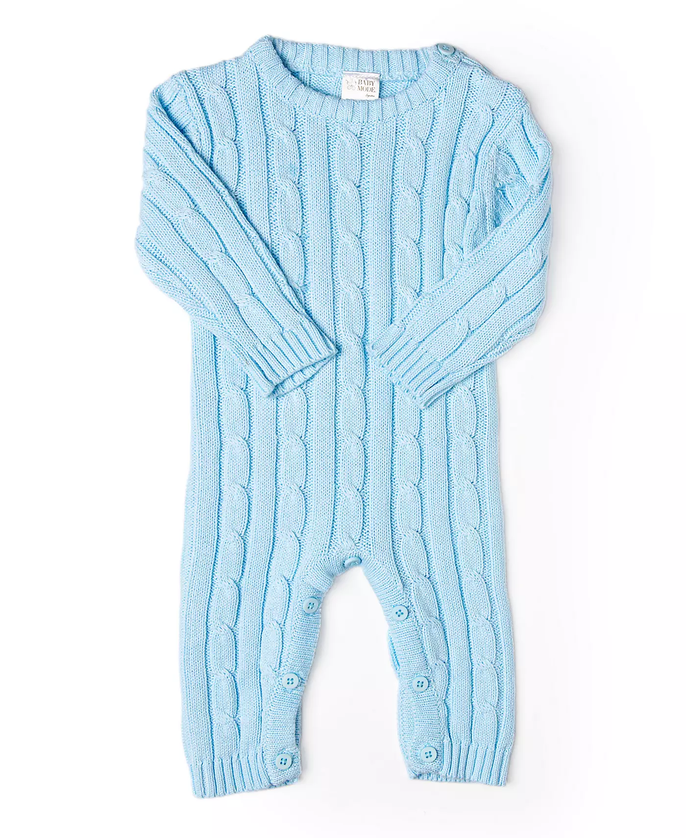 Комбинезон Baby Mode Signature для мальчиков или девочек с длинными рукавами и узором «косичка»