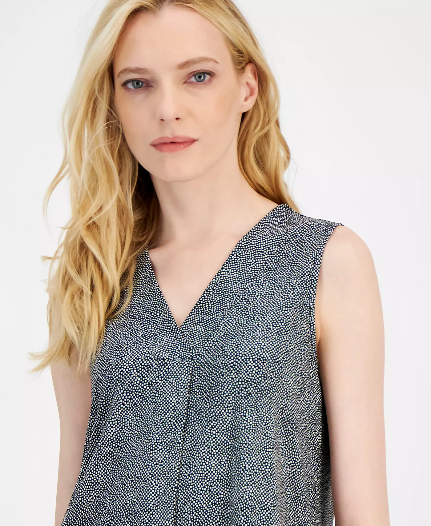 Женский топ Anne Klein без рукавов с принтом и V-образным вырезом