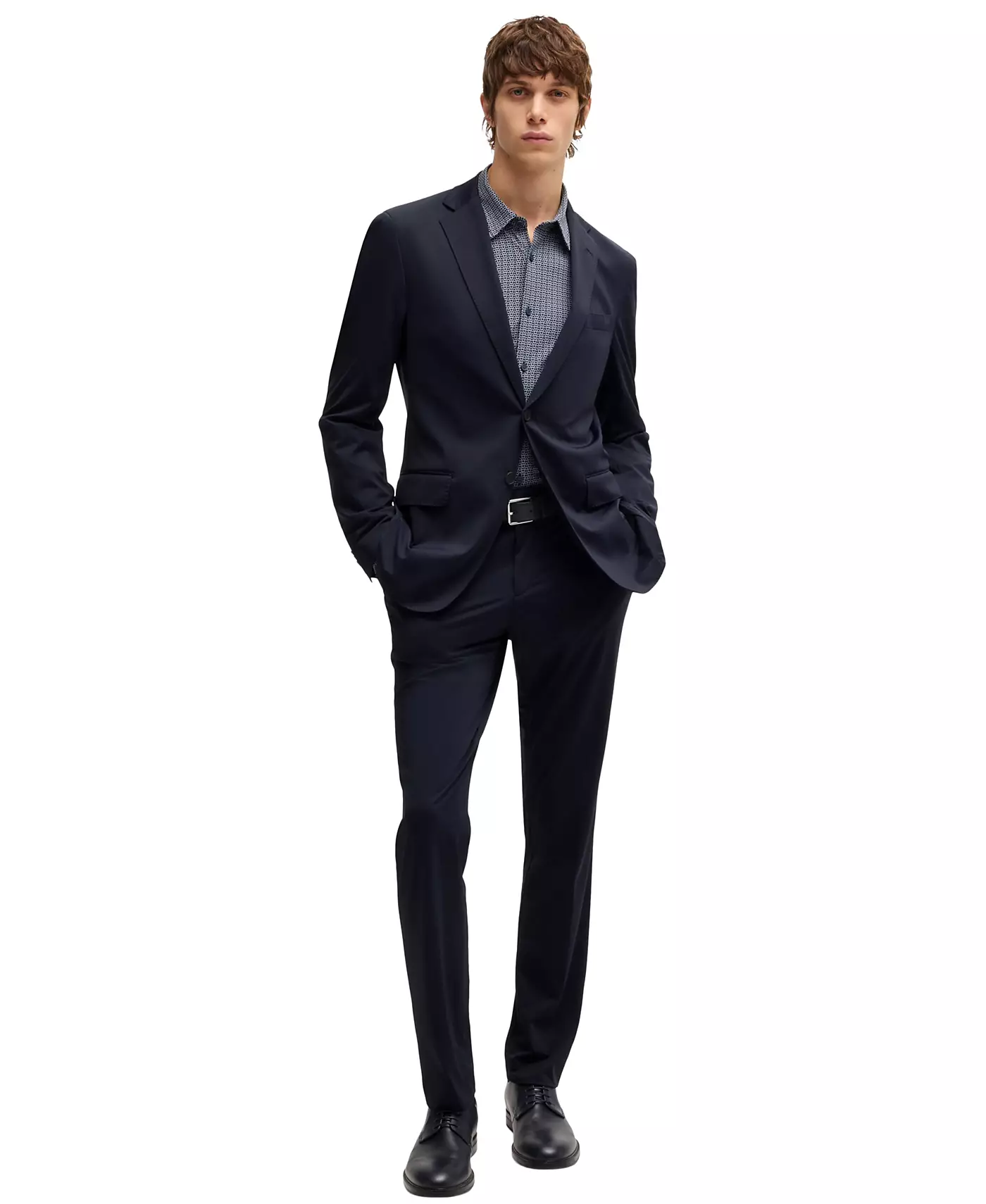 Мужской костюм Hugo Boss Patterned Performance Stretch Slim-Fit