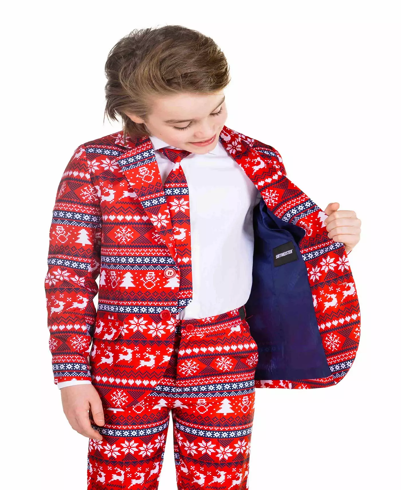 Suitmeister Little and Big Boys Christmas Nordic Pixel Red, комплект из 3 предметов