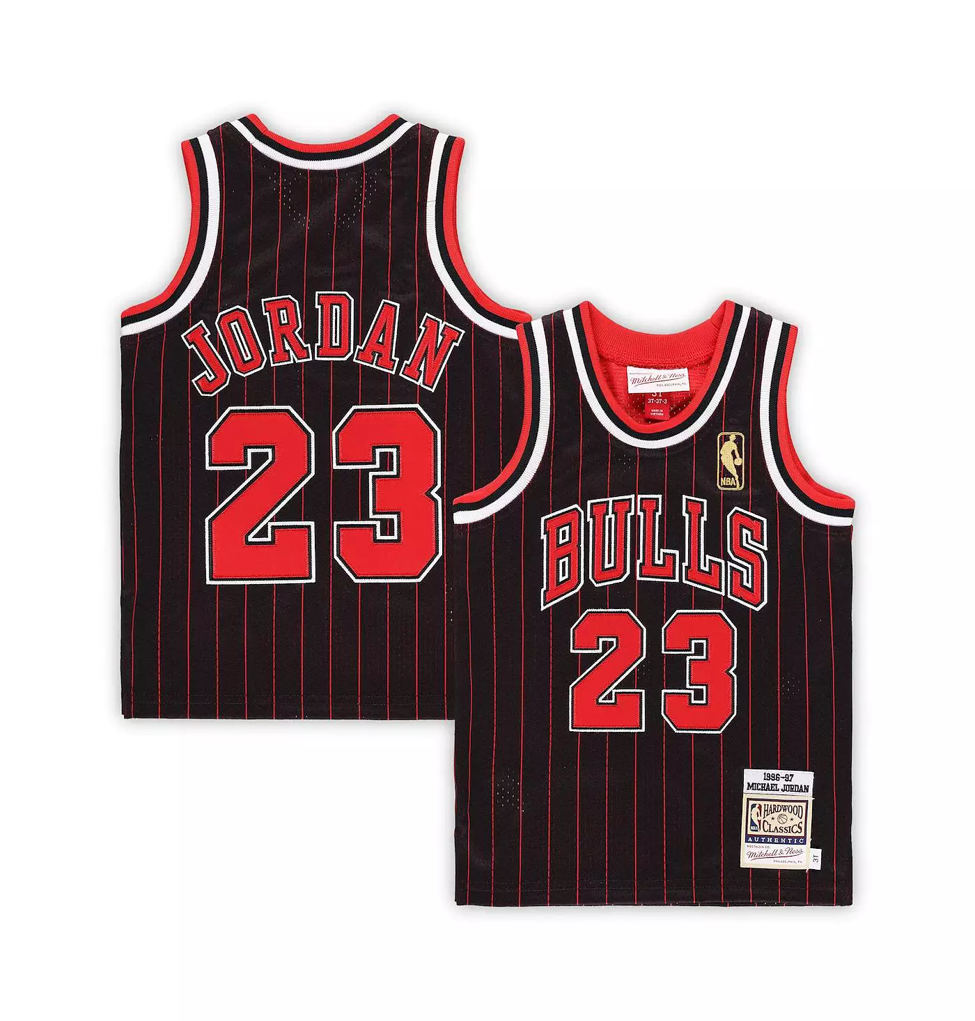 Mitchell & Ness для мальчиков и девочек Майкл Джордан черный Chicago Bulls 1996/97 Hardwood Classics подлинная майка