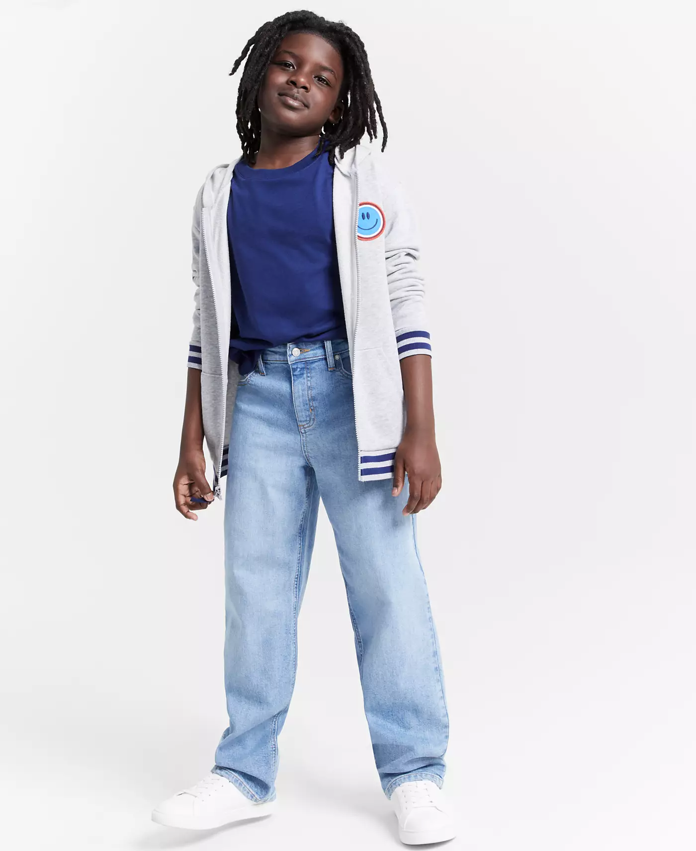 Epic Threads Толстовка с капюшоном Happy Day для маленьких и больших мальчиков, футболка Core и свободные джинсы Bigleaf, а также обувь Grayson на шнуровке от INC International Concepts для маленьких и больших мальчиков