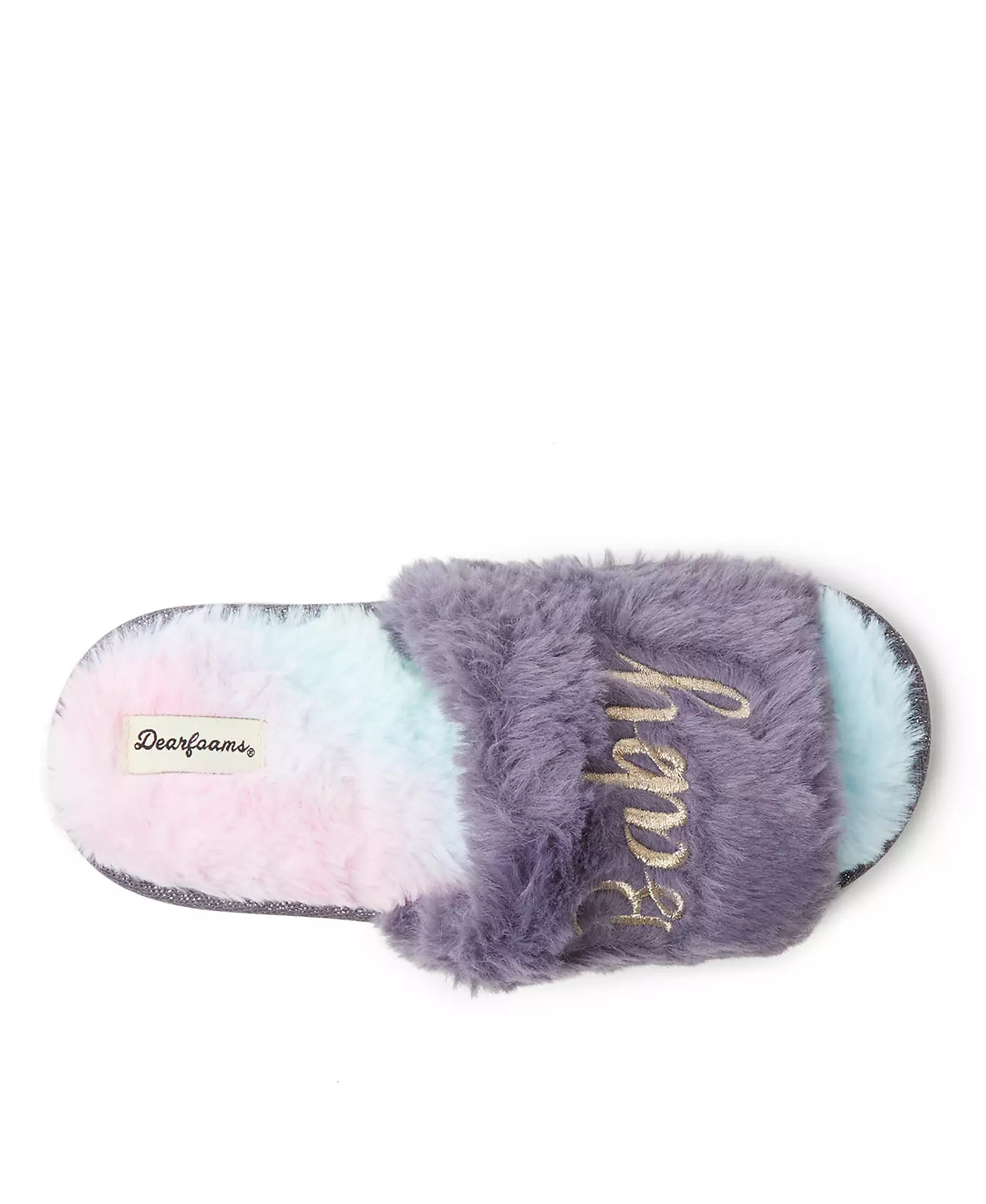 Dearfoams Girls Lana Fuzzy Slide Slipper Bird