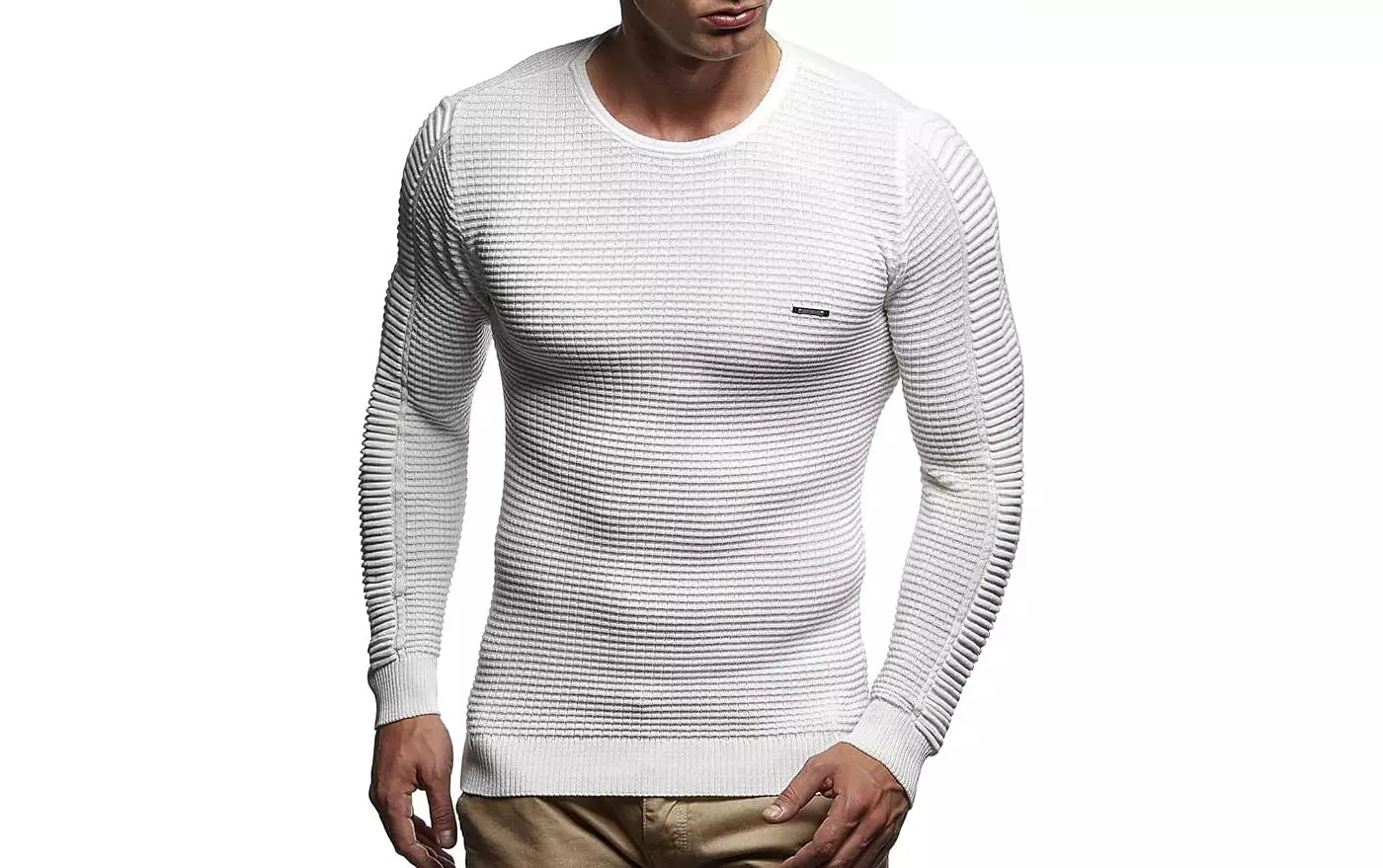 Мужской свитер Leif Nelson, пуловер с капюшоном, базовая толстовка с круглым вырезом, длинный рукав, облегающий крой