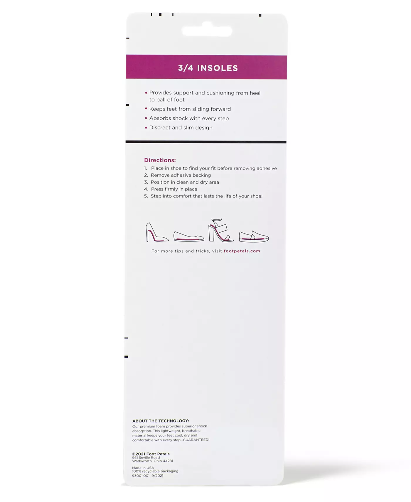 Подушки для обуви Foot Petals 3/4