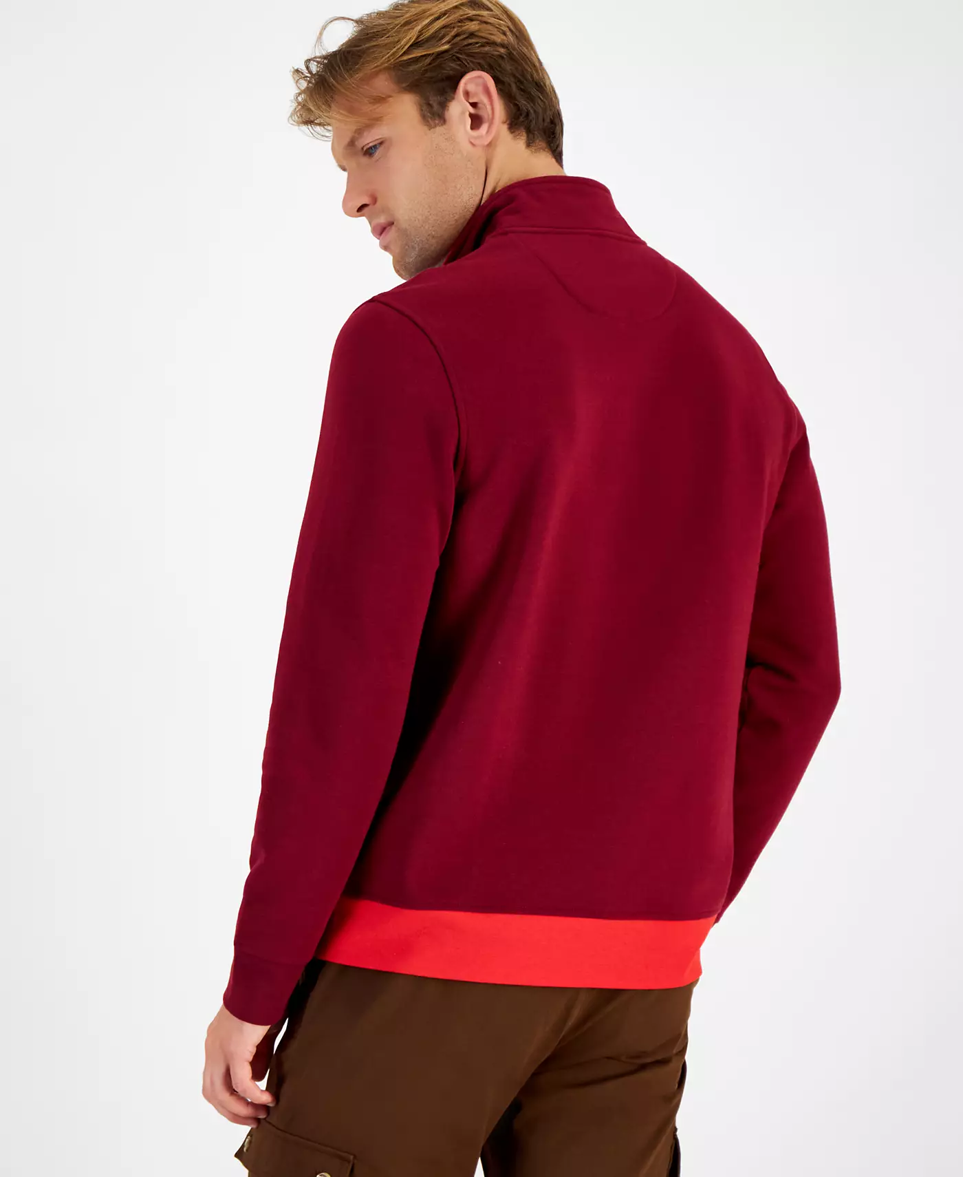 Мужской флисовый свитер с цветными блоками и застежкой-молнией на четверть длины, созданный для Macy's