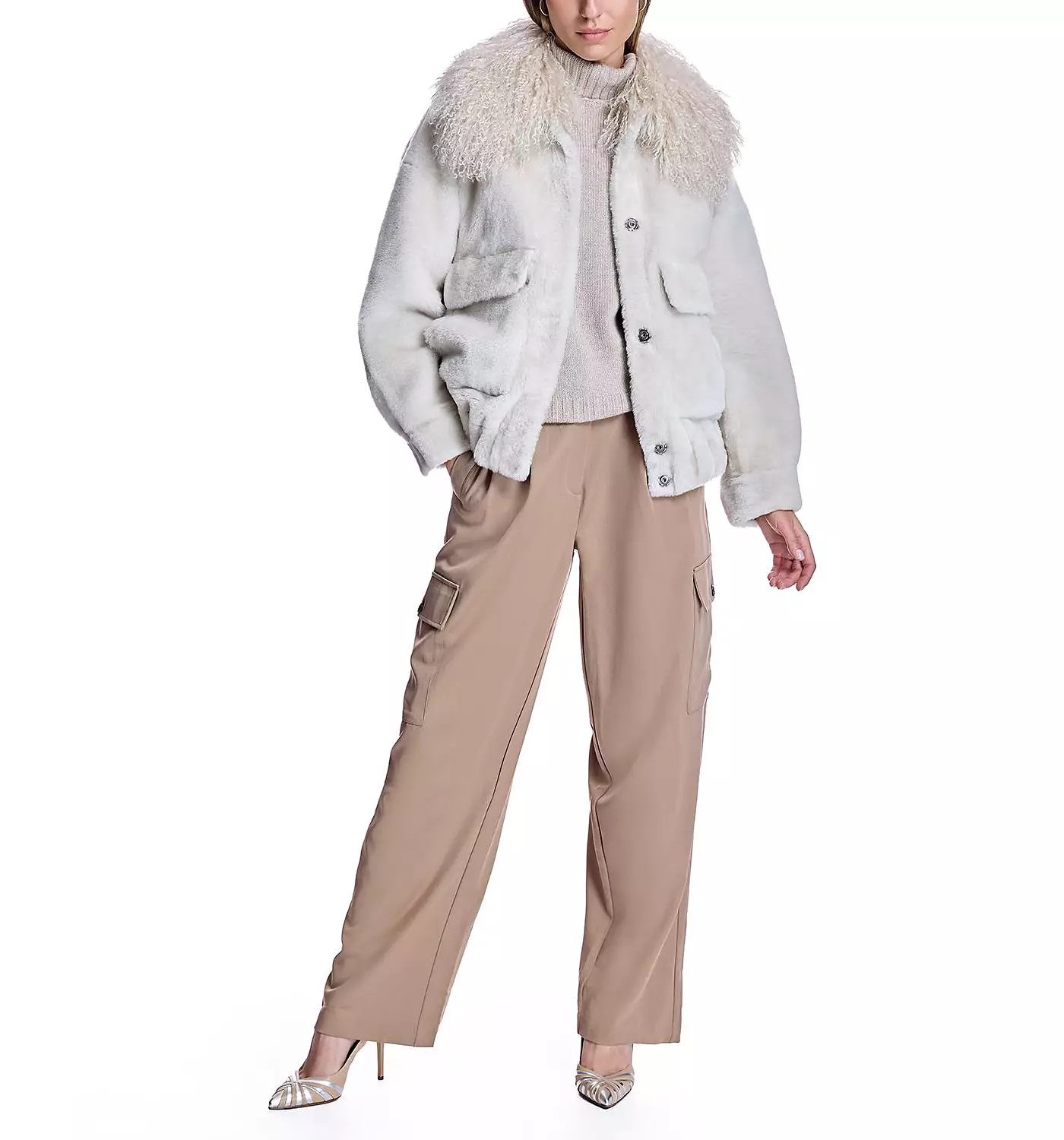 Женская куртка свободного покроя из овчины Julia & Stella By Maximilian