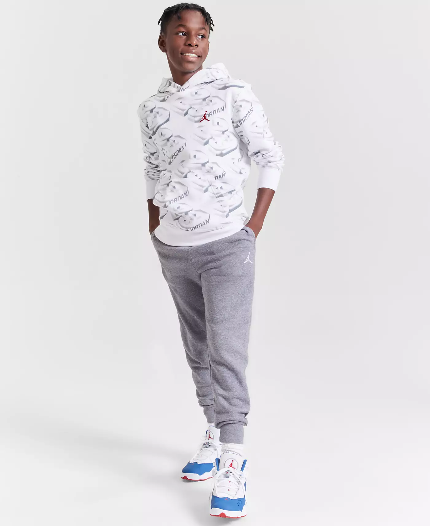 Толстовка Jordan Big Boys 23 Fadeaway Fleece Hoodie и спортивные штаны MJ Brooklyn Fleece Essentials