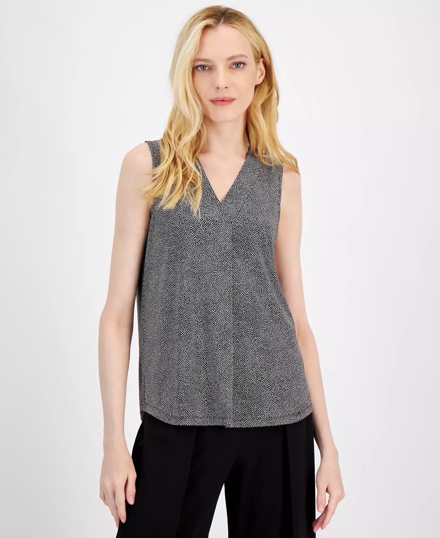 Женский топ Anne Klein без рукавов с принтом и V-образным вырезом