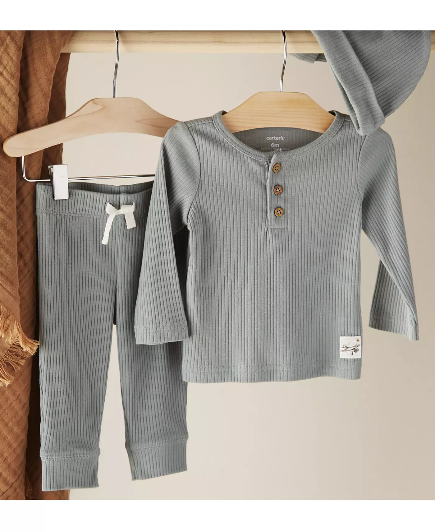 Carter's Baby 3-Pc. Комплект из трикотажной шапки, футболки и штанов