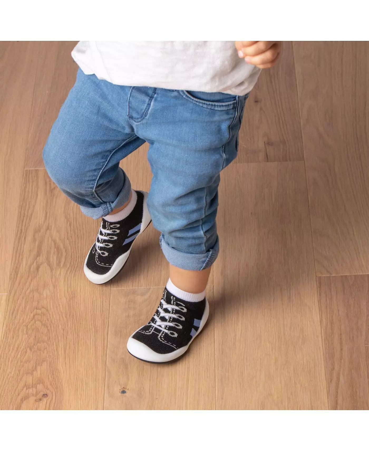 Komuello Младенцы Мальчики Дышащие Моющиеся Нескользящие Носки Кроссовки Бег - Черный