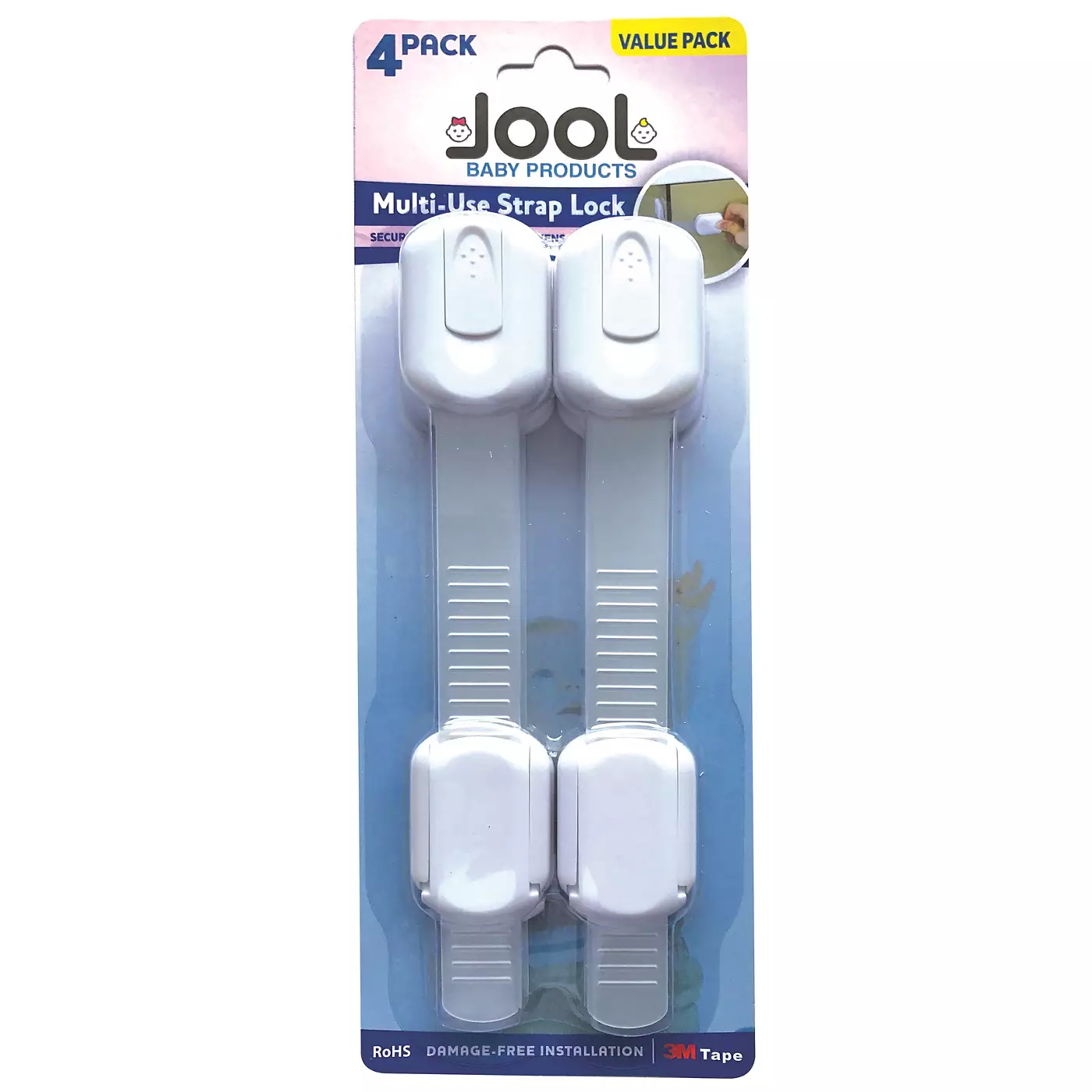 Jool Baby многофункциональный ремень безопасности для шкафов, холодильников, ящиков, набор из 4 защитных клеев