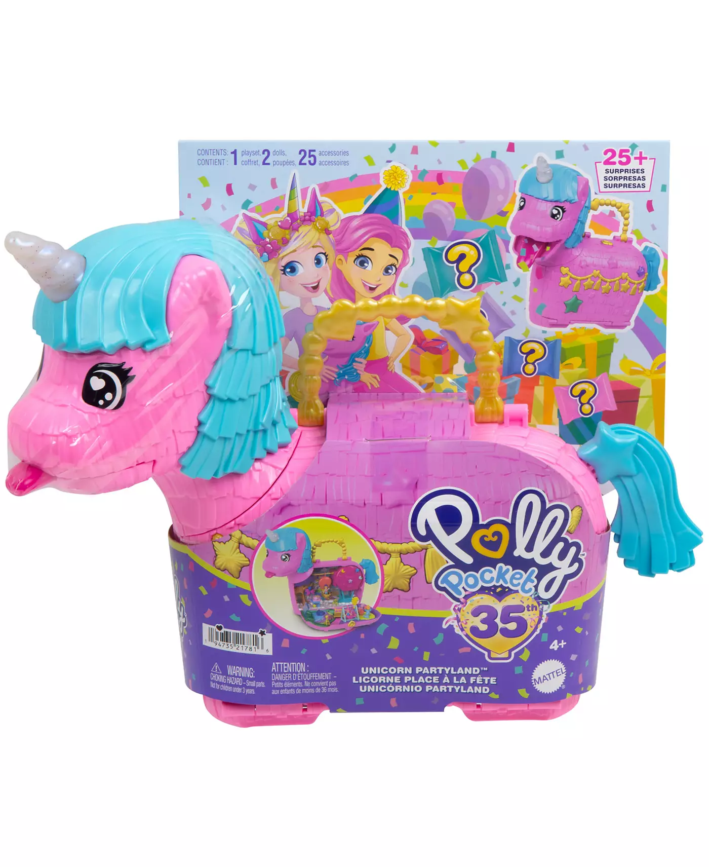 Игровой набор Polly Pocket Unicorn Partyland с 2 микрокуклами