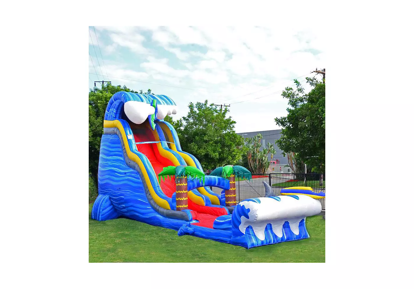 Jumporange Коммерческий надувной двойной водный аттракцион с акулами и нагнетателем воздуха, ПВХ-винил, игры на открытом воздухе, детская вечеринка