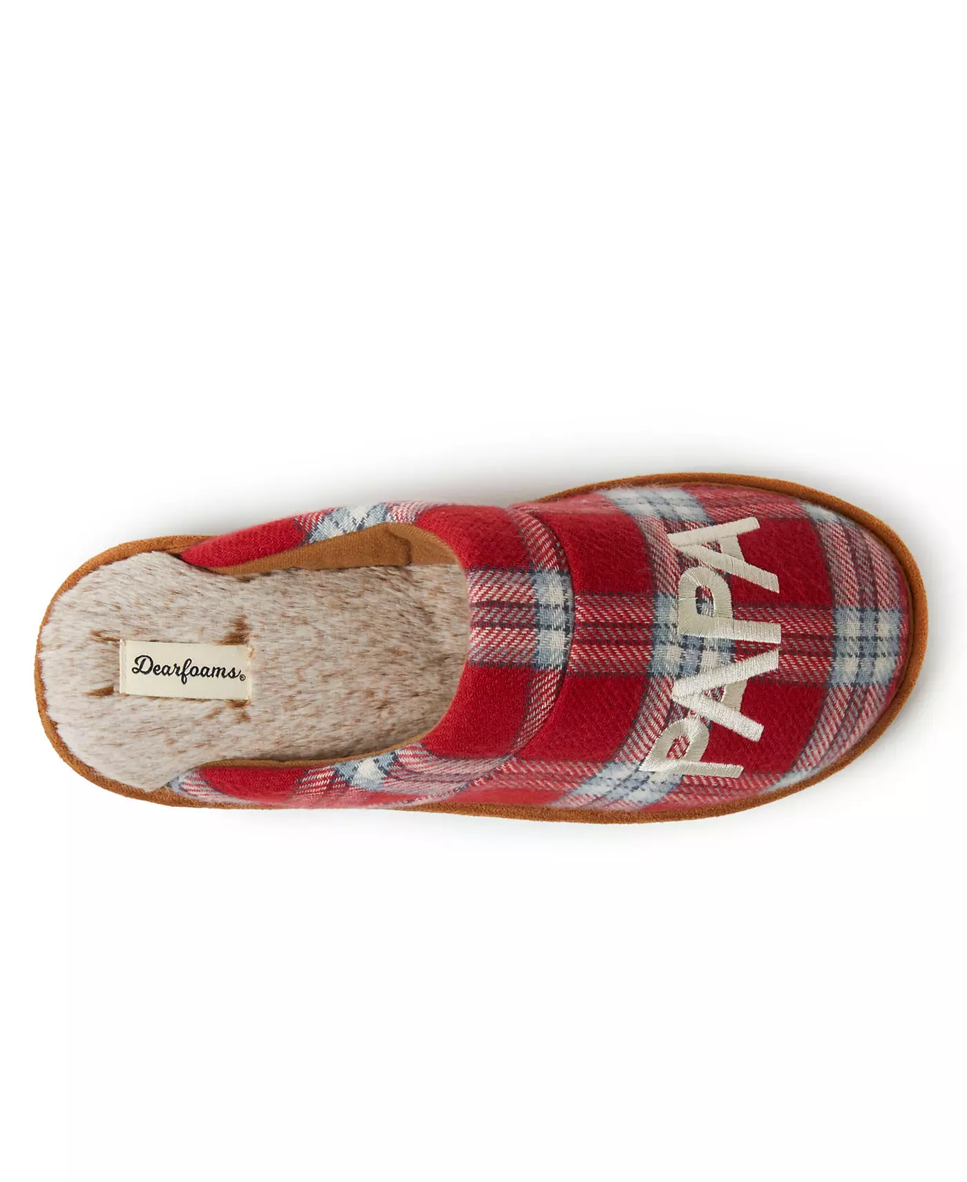 Мужские тапочки Dearfoams Papa Bear Red Plaid Dad Scuff