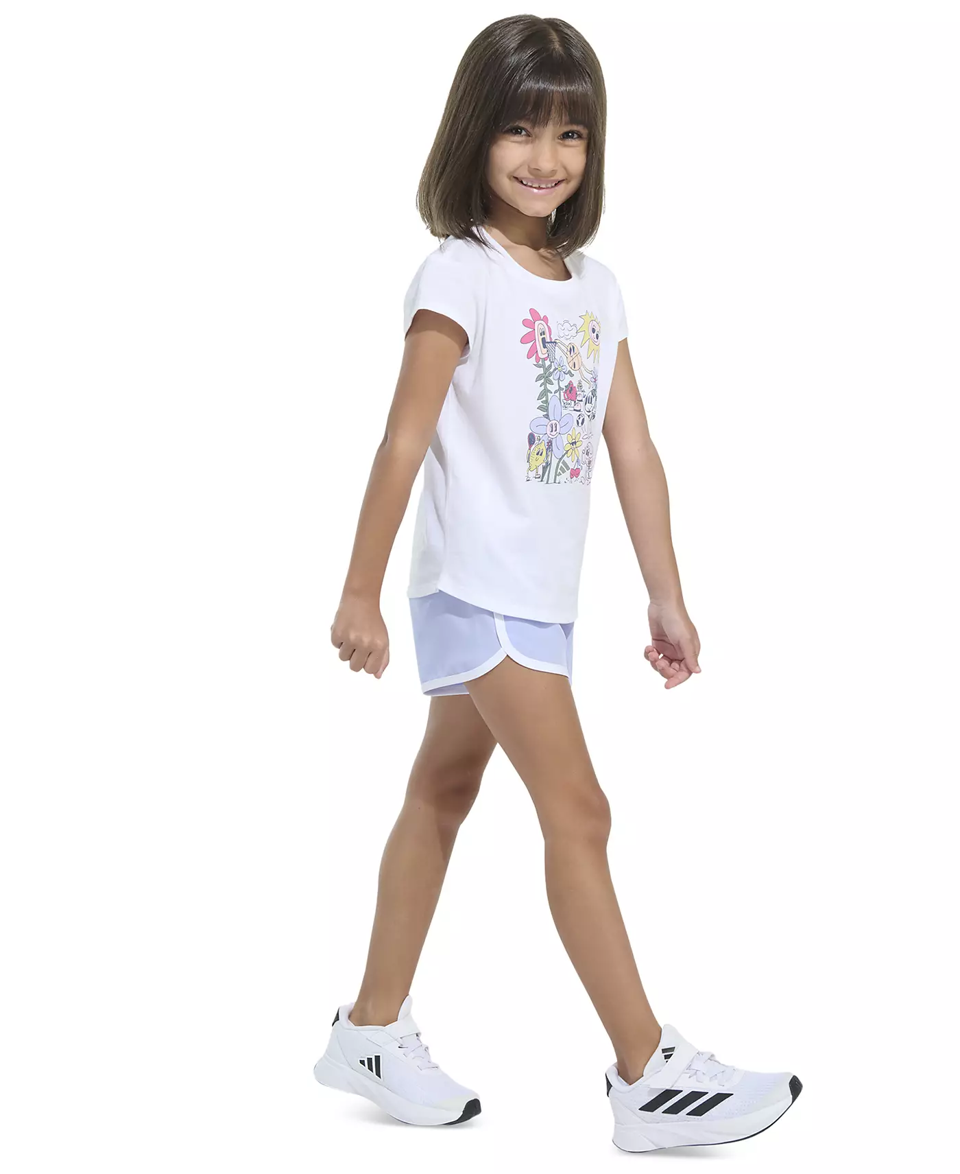 Футболка с короткими рукавами и тканые шорты adidas для малышей и маленьких девочек, комплект из 2 предметов