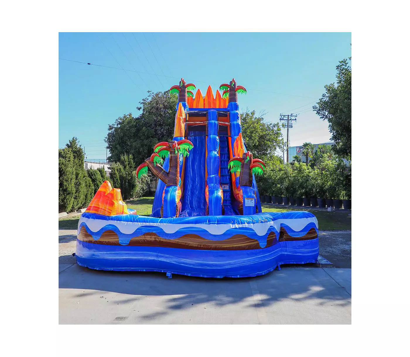 Jumporange Oasis Коммерческая надувная водная горка со съемным глубоким бассейном (с нагнетателем), для использования на открытом воздухе и в помещении, для влажного и сухого использования, высокая водная горка, для детских праздников