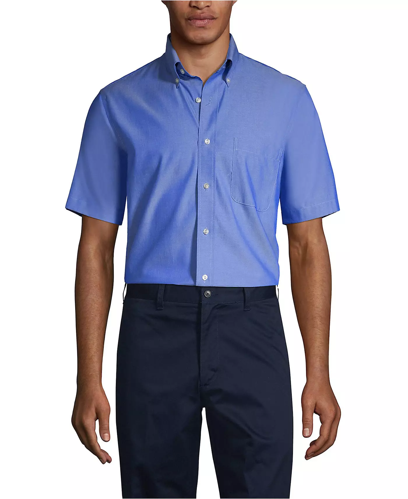 Мужская рубашка Lands' End с коротким рукавом No Iron Pinpoint