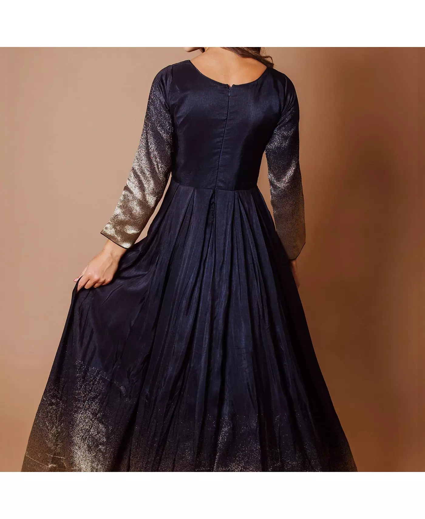 Женское платье RAAS сине-золотого цвета с длинными рукавами