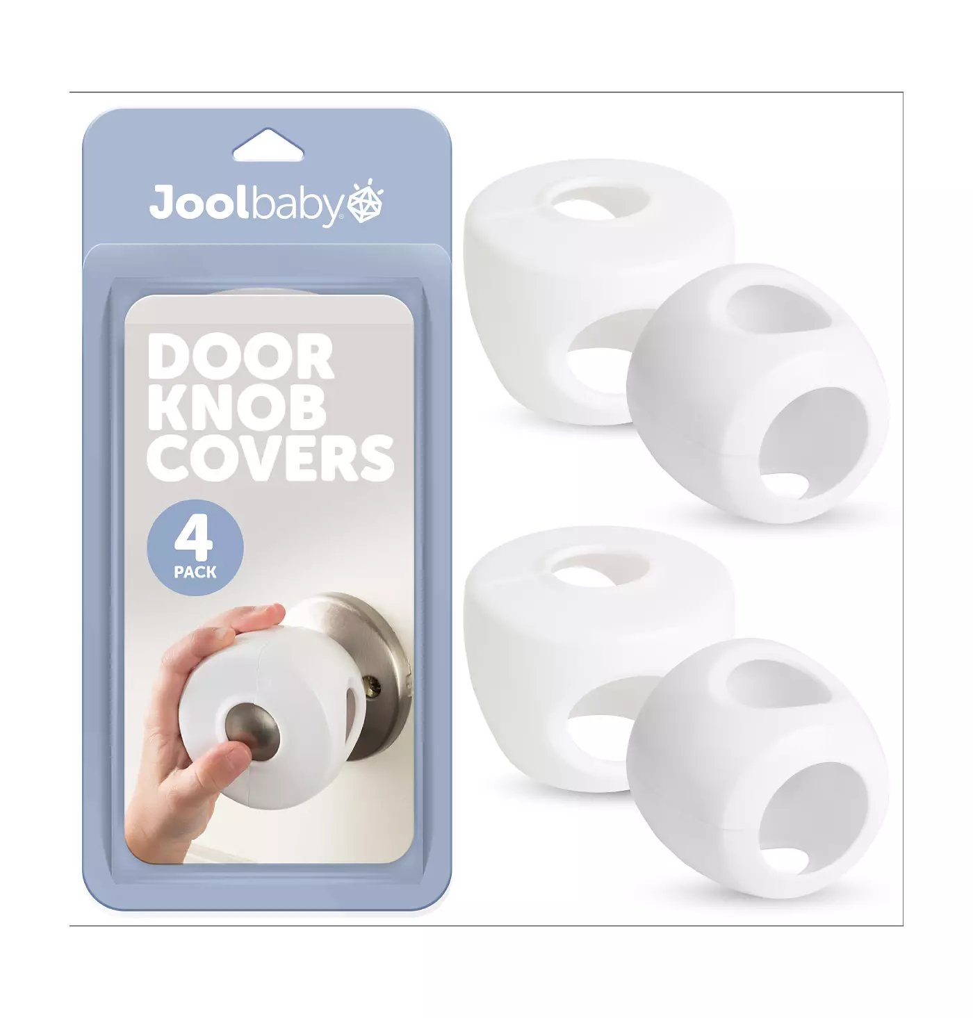 Накладки на дверные ручки для малышей Jool Baby, с защитой от детей, для безопасности сферических/круглых дверных ручек (4 шт. в упаковке)