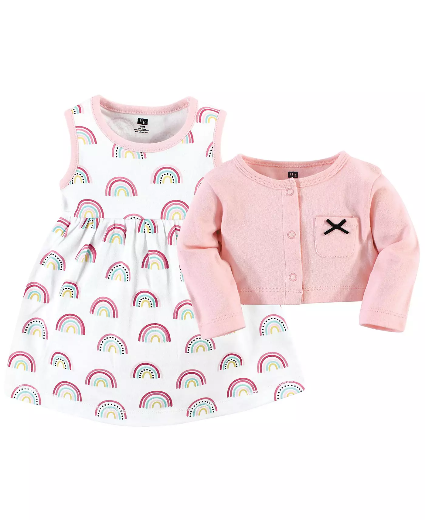 Комплект из хлопкового платья и кардигана Hudson Baby для девочек