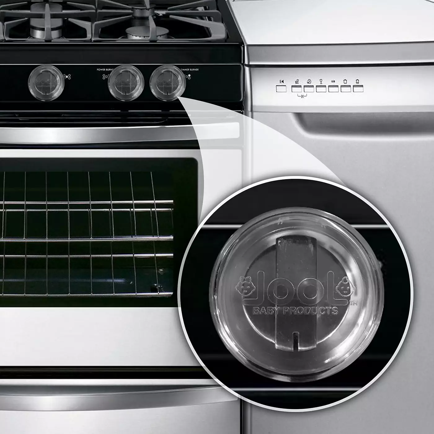 Крышки для ручек детской плиты Jool Baby, универсальный дизайн, сверхпрозрачные, безопасные (5 шт. в упаковке)