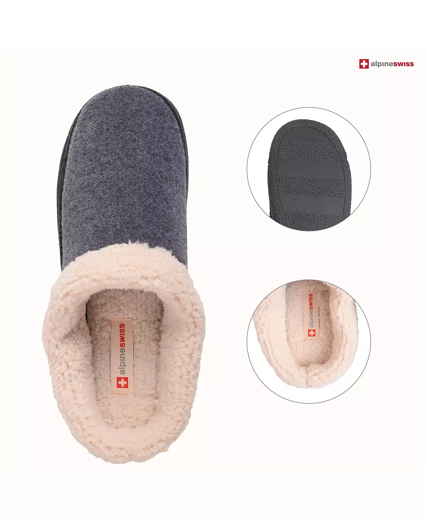 Мужские тапочки Alpine Swiss Memory Foam Clog Slips из флиса с пушистым эффектом Slip On для дома